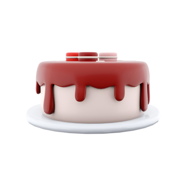 Parlak kırmızı kremalı ve dekoratif elementli lezzetli bir pasta. Kutlamalar ve tatlılar için mükemmel..