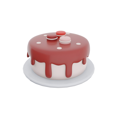 Dekoratif elementlerle kaplı parlak kırmızı kremalı renkli bir pasta. Kutlamalar ve tatlılar için mükemmel..