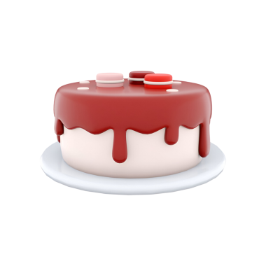 Parlak kırmızı kremalı ve dekoratif malzemeli lezzetli bir pasta. Kutlamalar ve tatlılar için mükemmel..