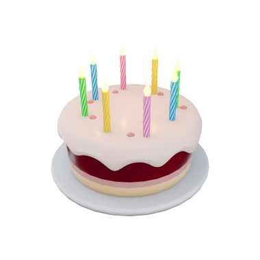 Mumları yanan renkli bir doğum günü pastası, kutlamalar ve toplantılar için mükemmel..