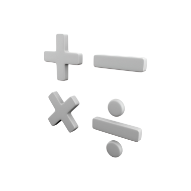 Dört temel matematiksel sembol toplama, çıkarma, çarpma ve bölme, minimalist bir tasarım ile temsil edilir..