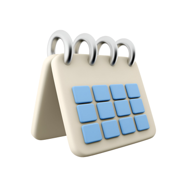 Günleri veya tarihleri temsil eden spiral bağlayıcı ve mavi kareli biçimlendirilmiş bir takvim.