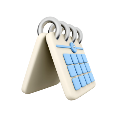 Yüzük klasörlü bir takvimin 3B temsili, zamanlaması ve organizasyonu için basit bir tasarımı gösterir.