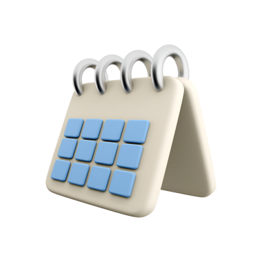 Bir duruş ve günleri temsil eden mavi kareler içeren basit bir takvim simgesi.