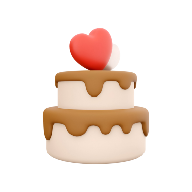 Çikolata kremalı ve üstünde kalp süsü olan iki katlı bir pasta. Kutlamalar ve özel günler için mükemmel..