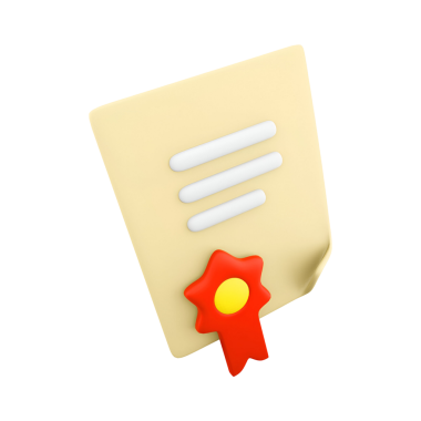 Kırmızı mühür içeren bir sertifika veya diplomanın çizimi, başarıyı veya tanınmayı simgeliyor.