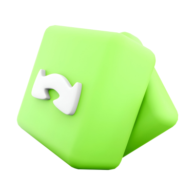 Yenilenme veya güncelleme kavramını temsil eden yenilenme sembolü içeren biçimlendirilmiş bir yeşil simge.