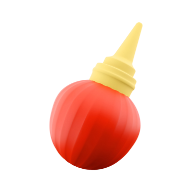 Sarı şapkalı kırmızı bir sos şişesi. Genellikle ketçap ya da hardal gibi sosları dağıtmak için kullanılır..