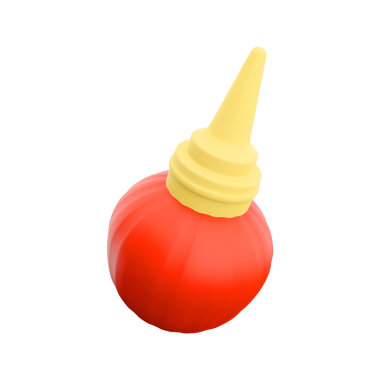 Sarı şapkalı kırmızı bir sos şişesi. Genellikle ketçap ya da hardal gibi soslar için kullanılır..