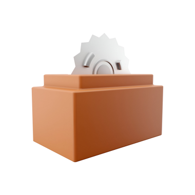 Dekoratif kapaklı stilize edilmiş bir oy sandığı, oylamayı ve sivil nişanı simgeliyor..