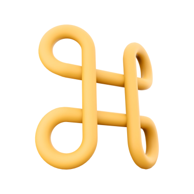 Bir harfi ya da soyut şekli andıran, modern tasarımı gözler önüne seren üç boyutlu sarı bir sembol..