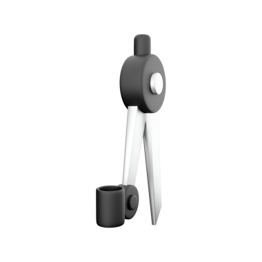 Geometri ve çizim mesafelerini ölçmek ve daireler çizmek için kullanılan bir pusula aracı.