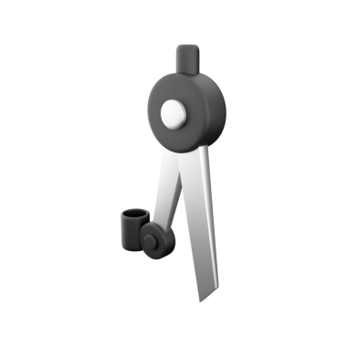 Geometri ve çizim mesafelerini ölçmek ve daireler çizmek için kullanılan siyah ve beyaz bir pusula.