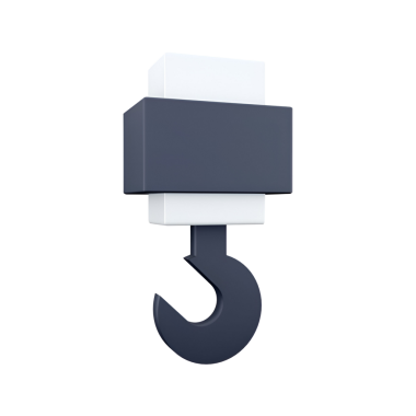 Bir stilize kanca tasarımı, muhtemelen endüstriyel ya da inşaat bağlamlarındaki öğeleri kaldırmak ya da korumak için..