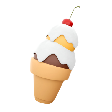 Krem şantili renkli dondurma ve kirazlı, ferahlatıcı bir ikram için mükemmel..