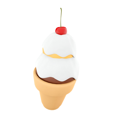 Krem şantili ve vişneli leziz bir dondurma külahı. Tatlı bir ikram için mükemmel..