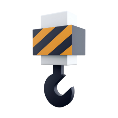 Bir vinç kancasının 3 boyutlu bir çizimi, genellikle ağır malzemeleri kaldırmak için kullanılır..