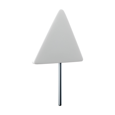 Metalik bir direği olan basit bir üçgen işaret, muhtemelen yönlendirme ya da bilgilendirme amaçlı kullanılır..