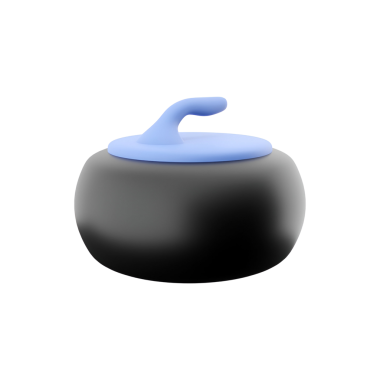 Mavi saplı stilize bir bigudi taşı, kıvırma sporunda kullanılır..