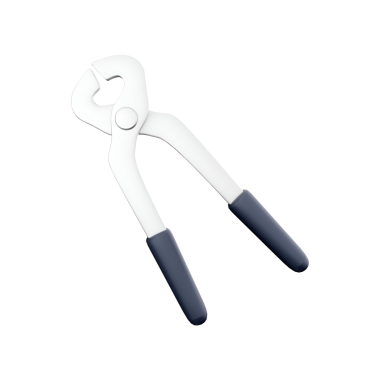 Nesneleri kavramak ve yönlendirmek için tasarlanmış bir pense, metalik bir kaplama ve konfor için kauçuk saplar.