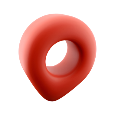 Haritadaki belirli bir noktayı sembolize eden üç boyutlu kırmızı konum pimi, genellikle navigasyon ve haritalama uygulamalarında kullanılır..