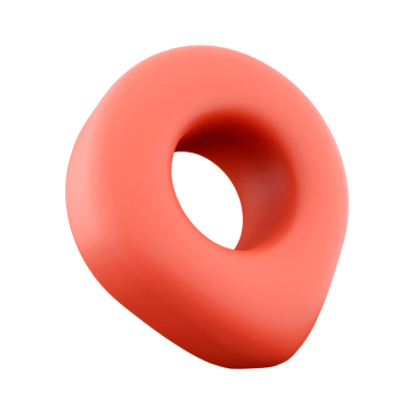 Yumuşak mercan renginde bir lokasyon iğnesinin stilize edilmiş, soyut bir temsili.