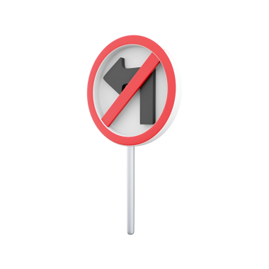 Sola dönmenin yasak olduğunu belirten sola dönüş işareti.