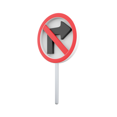 Araçlar için sağa dönmenin yasak olduğunu belirten sağa dönüş işareti.