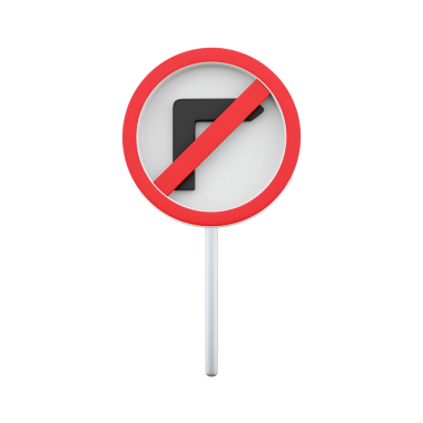 Sağa dönmenin yasak olduğunu belirten sağa dönüş işareti.