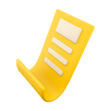 Notaları düzenli ve görünür tutmak için dizayn edilmiş üç beyaz çizgili sarı bir not tutucu..