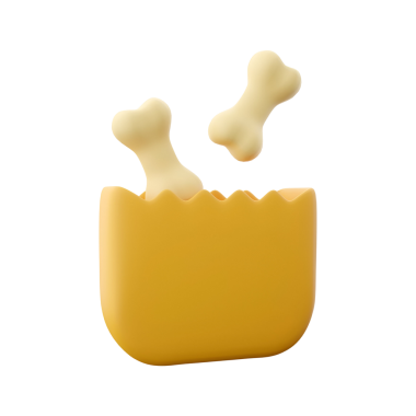 Çizgi film karakteri köpek kemikleri fırlayan bir konteynırın eğlenceli bir evcil hayvan ziyafeti teması önerisi.