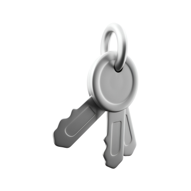 Yüzüğe iliştirilmiş üç metalik anahtar. Genellikle kapıları kilitleyip açmak ya da eşyaları güvence altına almak için kullanılır..