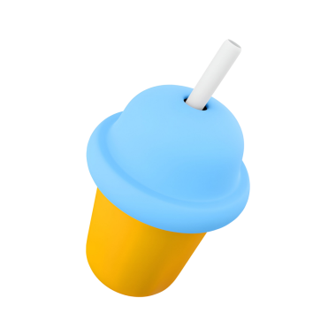 Mavi kapaklı ve pipetli renkli bir fincan, içecekler için dizayn edilmiş, genellikle çocuklar ve sıradan içecekler için kullanılır..