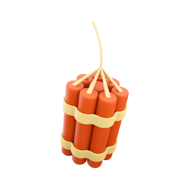 Bir dinamit çubuğu demeti birbirine bağlanmış, genellikle yıkım ve patlama operasyonlarında kullanılır..