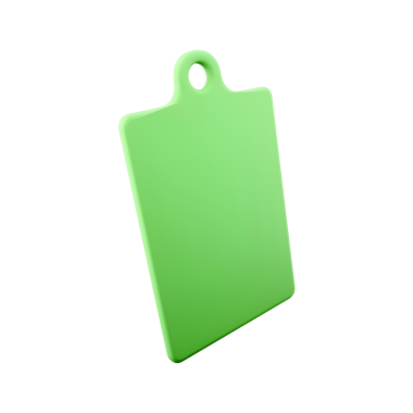 Yeşil bir kesme tahtası, genelde mutfaklarda yemek hazırlamak için kullanılır..