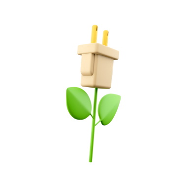 Bir çiçek olarak dizayn edilen ve teknoloji ve doğanın karışımını sembolize eden bir güç dolgusunun çizimi..