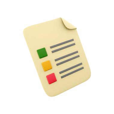 Basit bir tasarım içinde görev veya seçenekleri gösteren işaretli kutular içeren biçimlendirilmiş bir not.