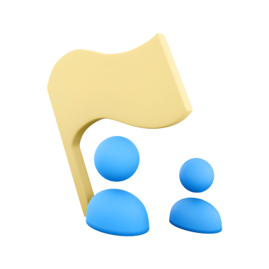 Toplumu veya takım çalışmasını sembolize eden, bayraklı iki figürün stilize bir temsili.