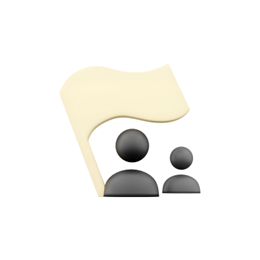 Bir bayrak tutan iki figürün, birliğin sembolü veya protestonun.