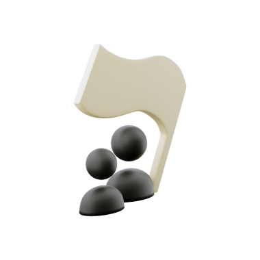 Müziği ve toplumu sembolize eden soyut figürlerle birlikte stilize edilmiş bir nota..