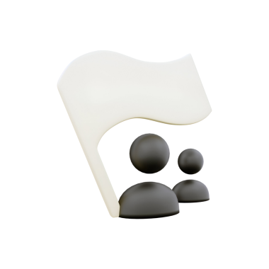 Bayrak tutan bir grup insanın stilize bir temsili, birlik ve sosyal hareketleri sembolize ediyor..