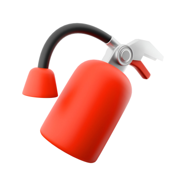 Güvenlik ve acil durumlar için tasarlanmış kırmızı bir yangın söndürücü. Kullanıcı kolu ve hortumu var..