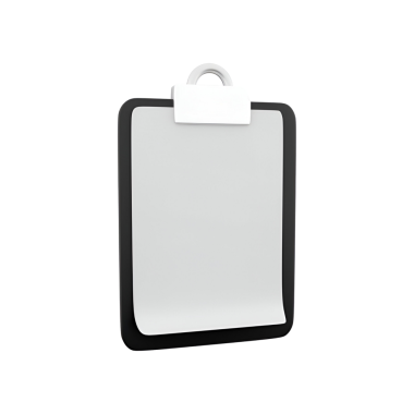 Üzerinde klip olan boş bir pano, genellikle notlar veya belgeler için kağıt tutmakta kullanılır..