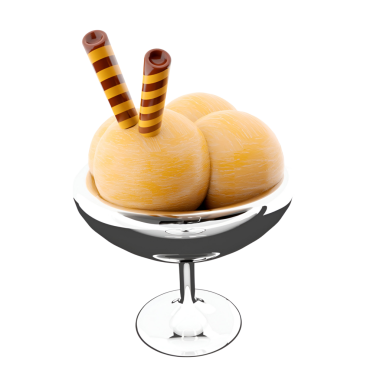 İki çizgili çubuklu bir kase dondurma, ferahlatıcı bir tatlı için mükemmel..