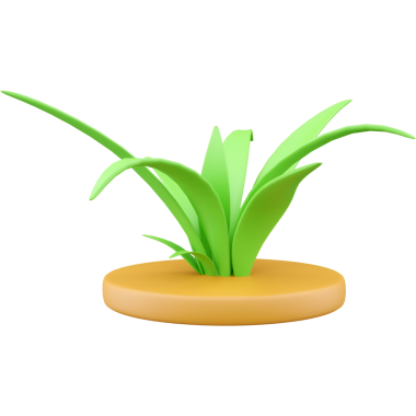 Doğayı ve yeşilliği temsil eden dairesel bir tabandan büyüyen yeşil çimlerin stilize edilmiş bir çizimi..