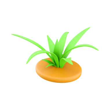 Doğayı ve bahçıvanlığı temsil eden, kahverengi bir toprak parçasındaki yeşil çimlerin stilize bir çizimi..