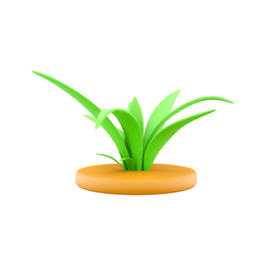 Doğayı ve büyümeyi temsil eden kahverengi toprak tabanından büyüyen yeşil çimlerin stilize bir tasviri..