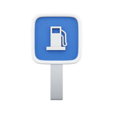 Benzin pompasını temsil eden bir simge, genellikle benzin istasyonlarını veya yakıt kaynaklı hizmetleri belirtmek için kullanılır..