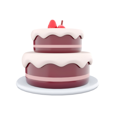 Çileklerle kaplı iki katlı bir pasta. Kutlamalar ve özel durumlar için tasarlanmış..