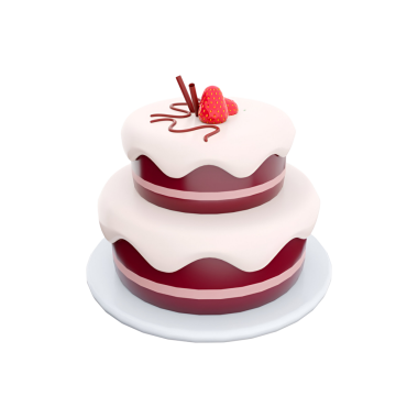 İki katlı pasta, şekerle süslenmiş, çikolatalı çiselemeli, ve üstünde çilekli, kutlamalar için mükemmel..